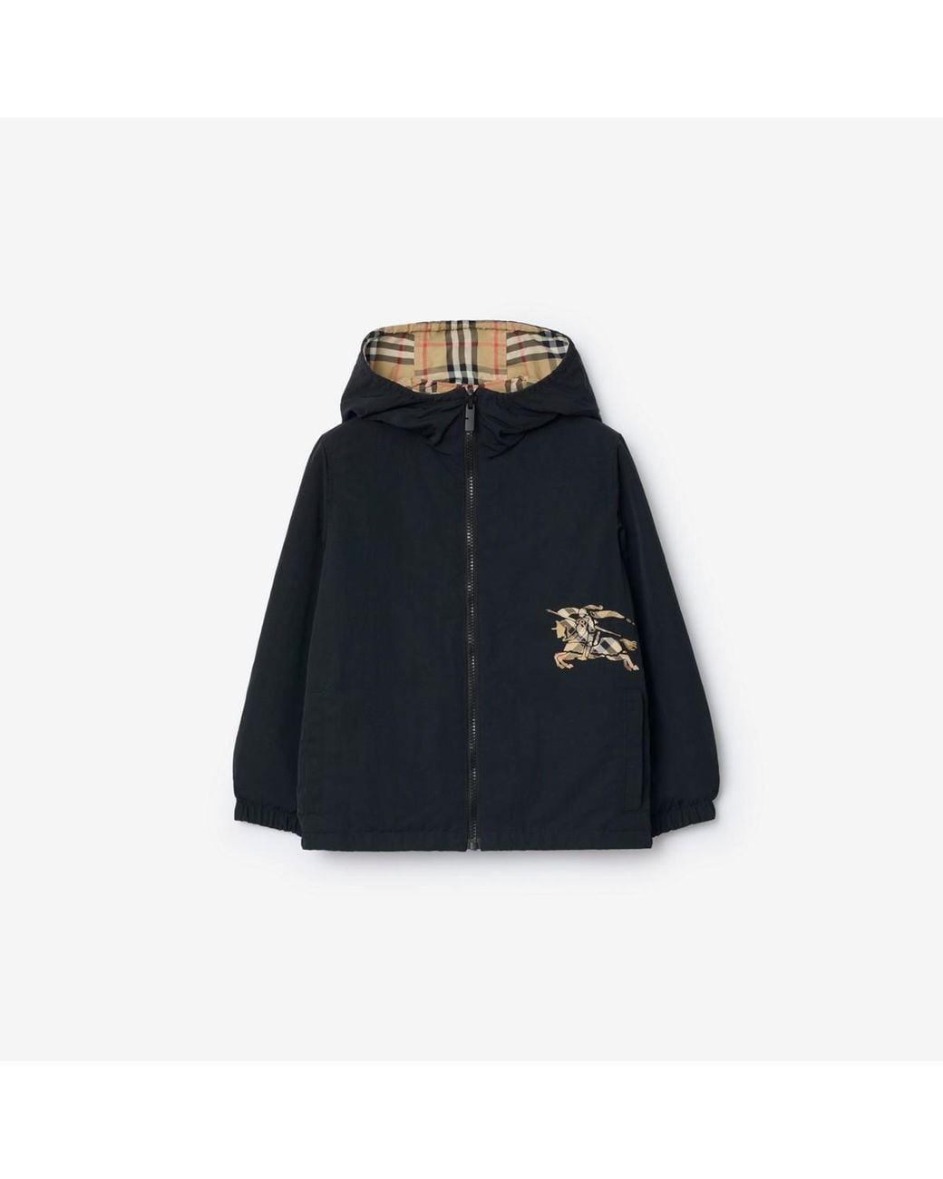 Burberry Blue Childrens Reversible Check Hooded Jacket for men
