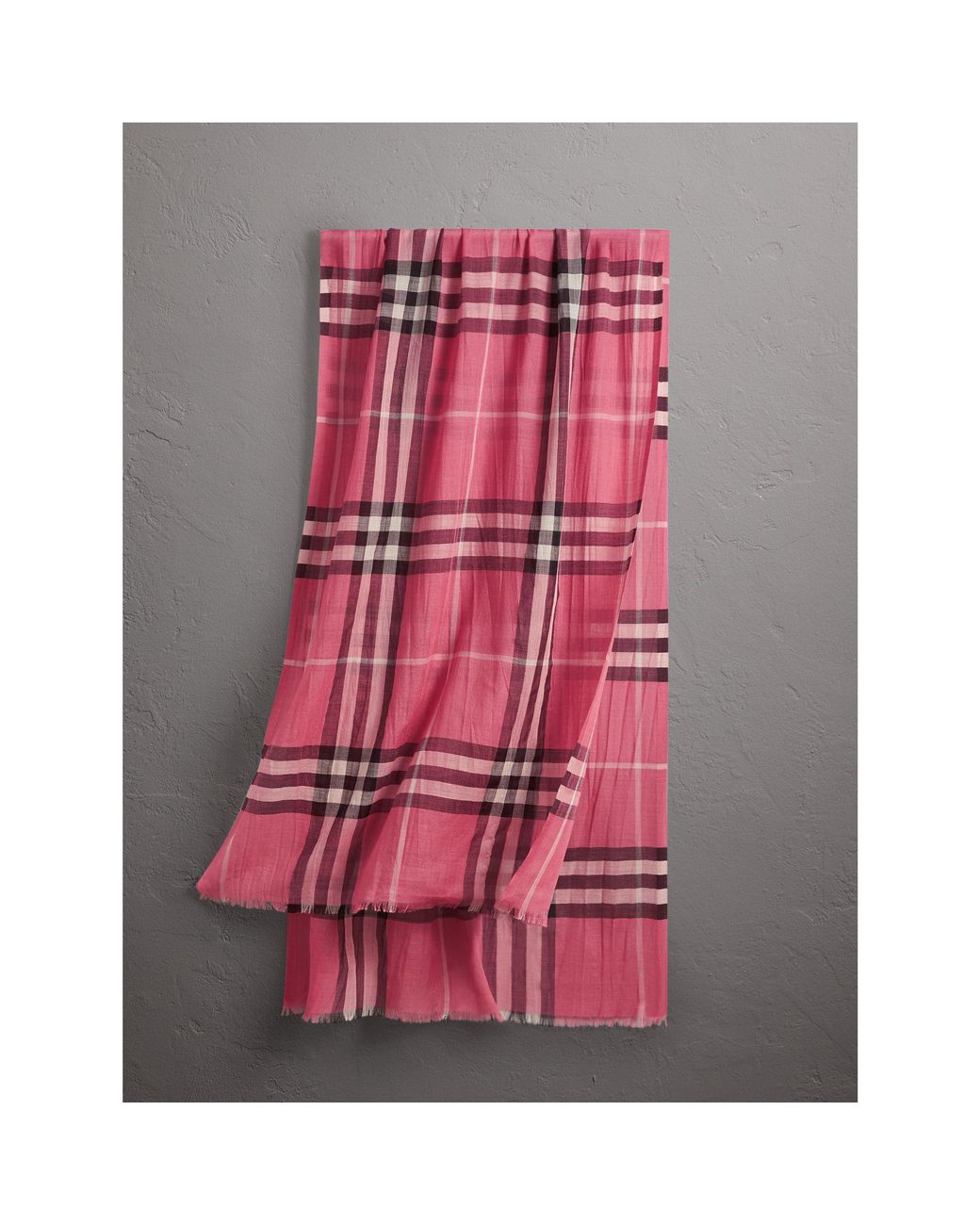 Burberry Lightweight Check Wool And Silk Scarf Rose Pink | Lyst