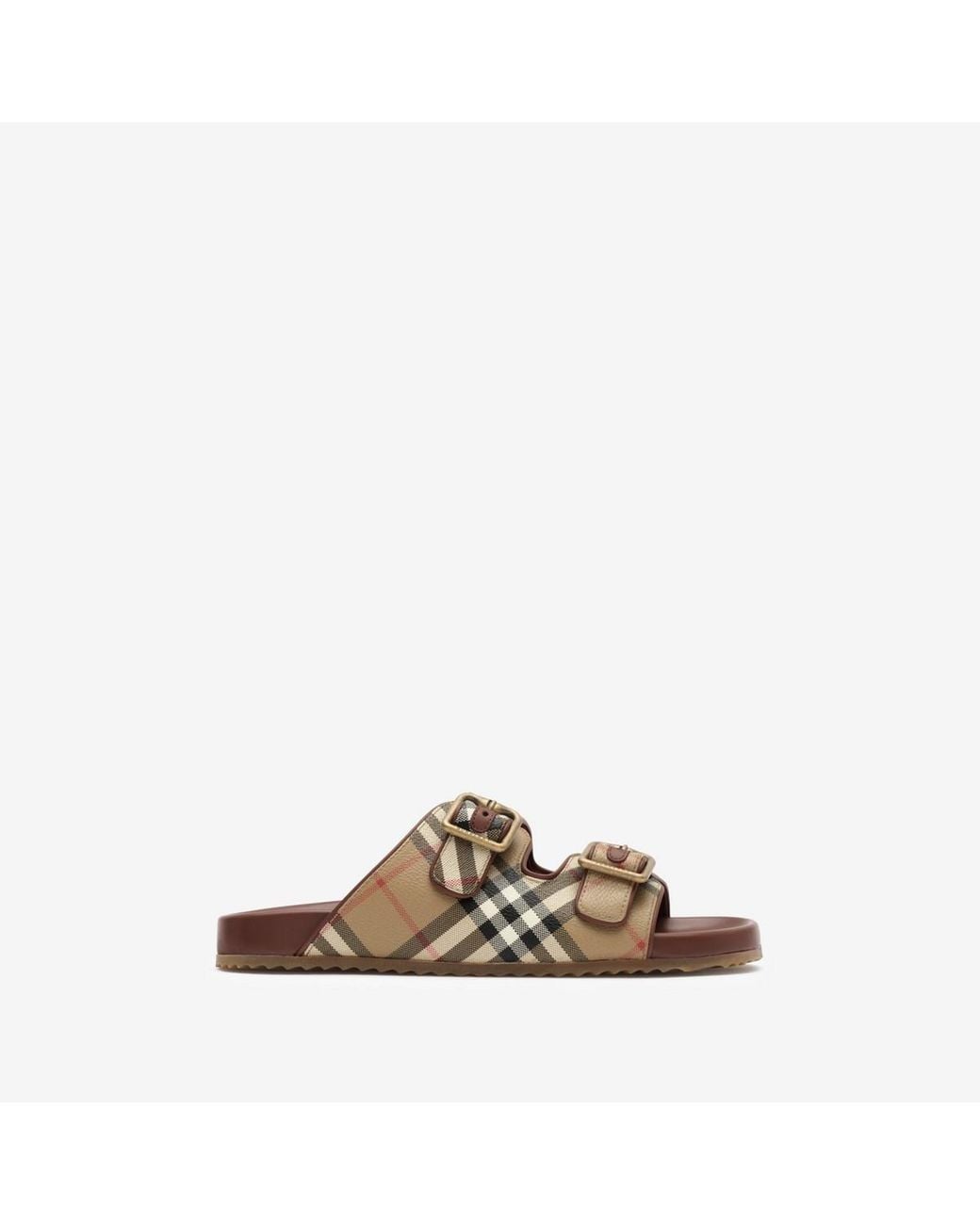 Burberry Brown Check And Leather Urchin Sandals