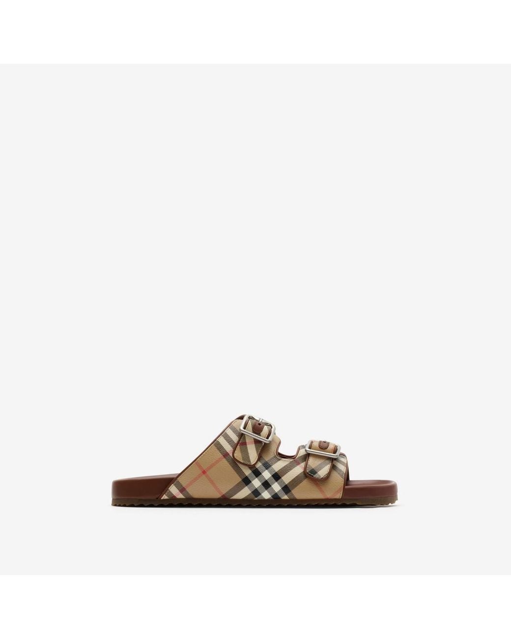 Burberry Brown Check And Leather Urchin Sandals for men