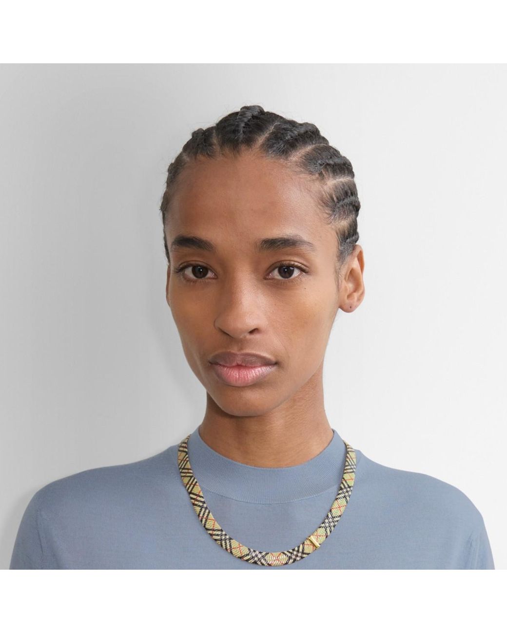 Burberry Check Print Necklace in Metallic | Lyst