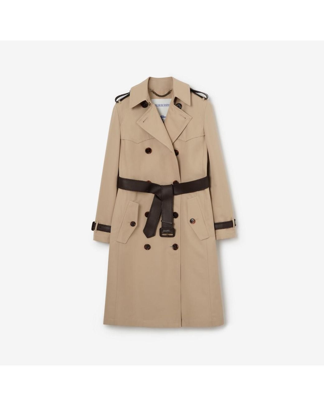 Burberry Natural Long Silk Cotton Foxfield Trench Coat