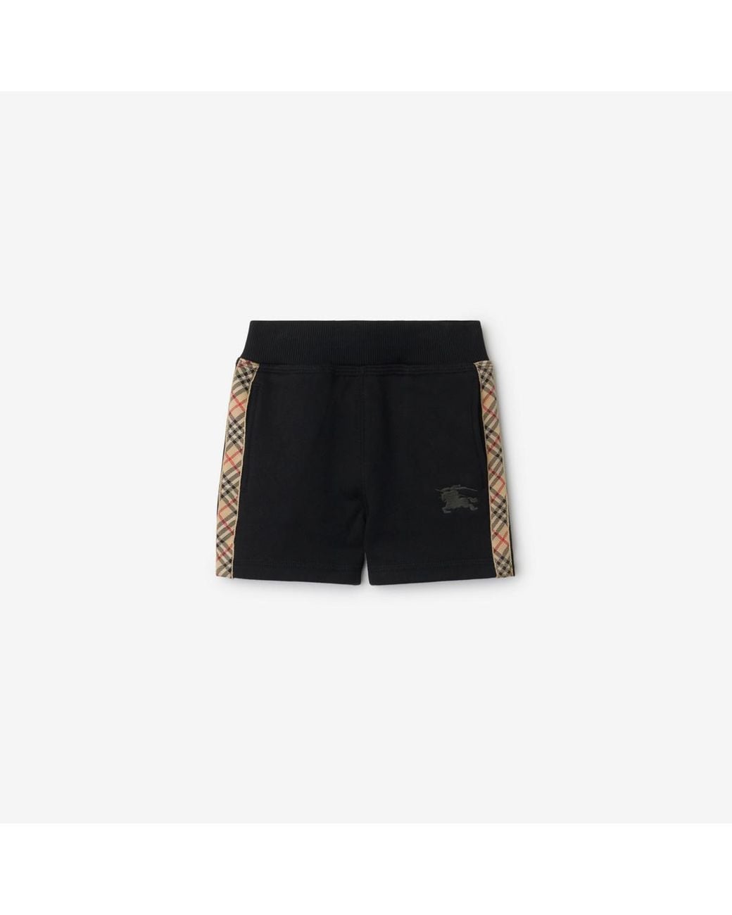 Burberry Black Childrens Check Trim Cotton Shorts for men