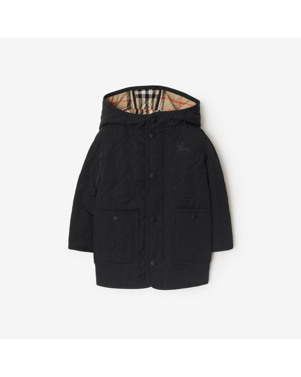 Burberry Black Childrens Quilted Nylon Hooded Coat for men