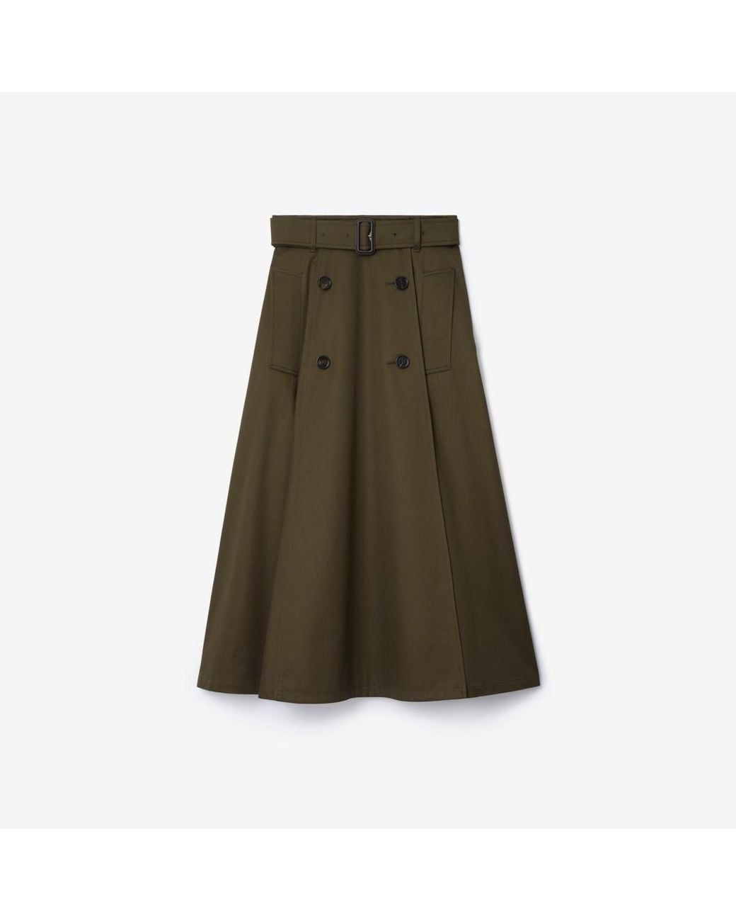 Burberry Green Gabardine Trench Midi Skirt