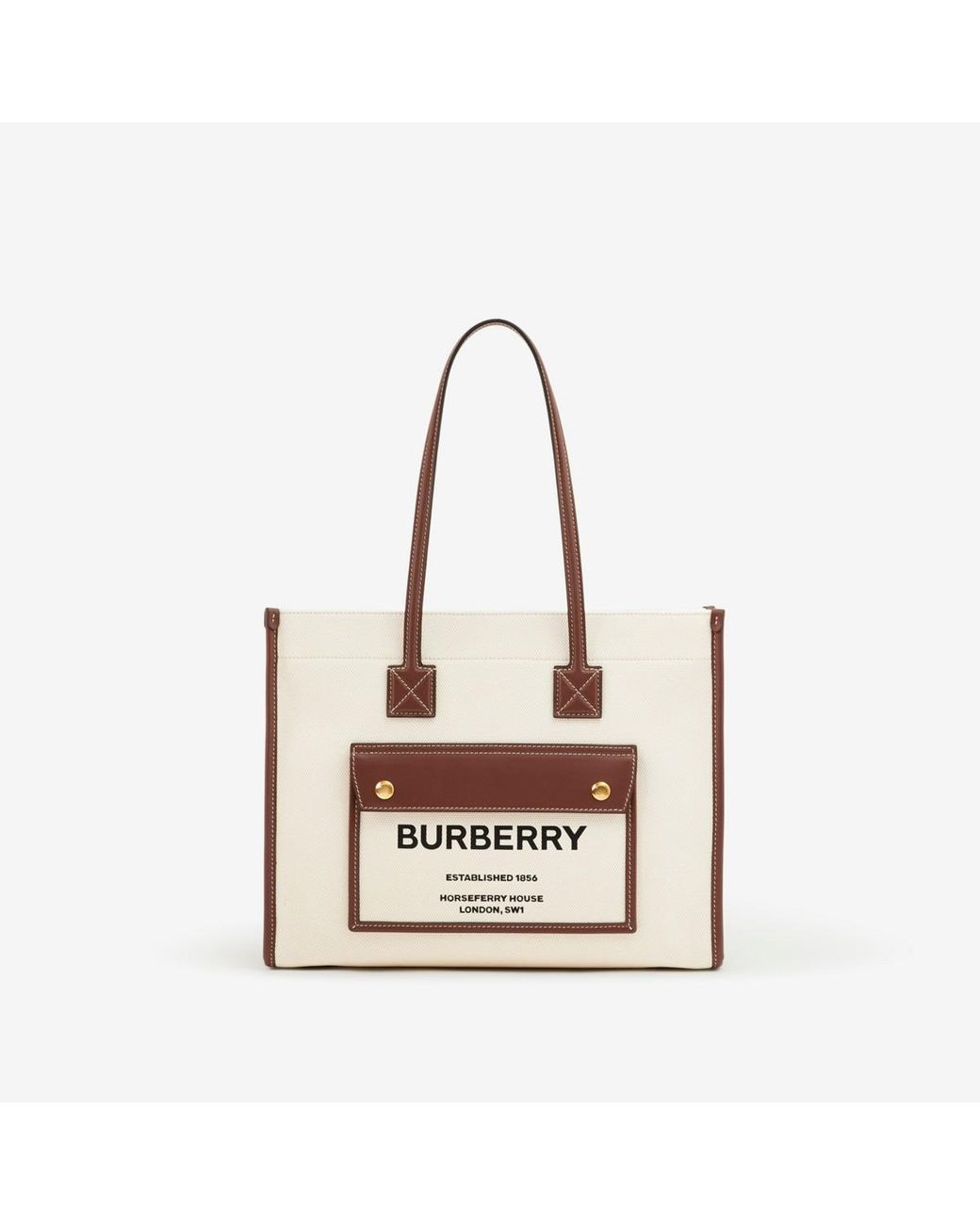 Burberry Brown Medium Two-Tone Canvas & Leather Freya Bag
