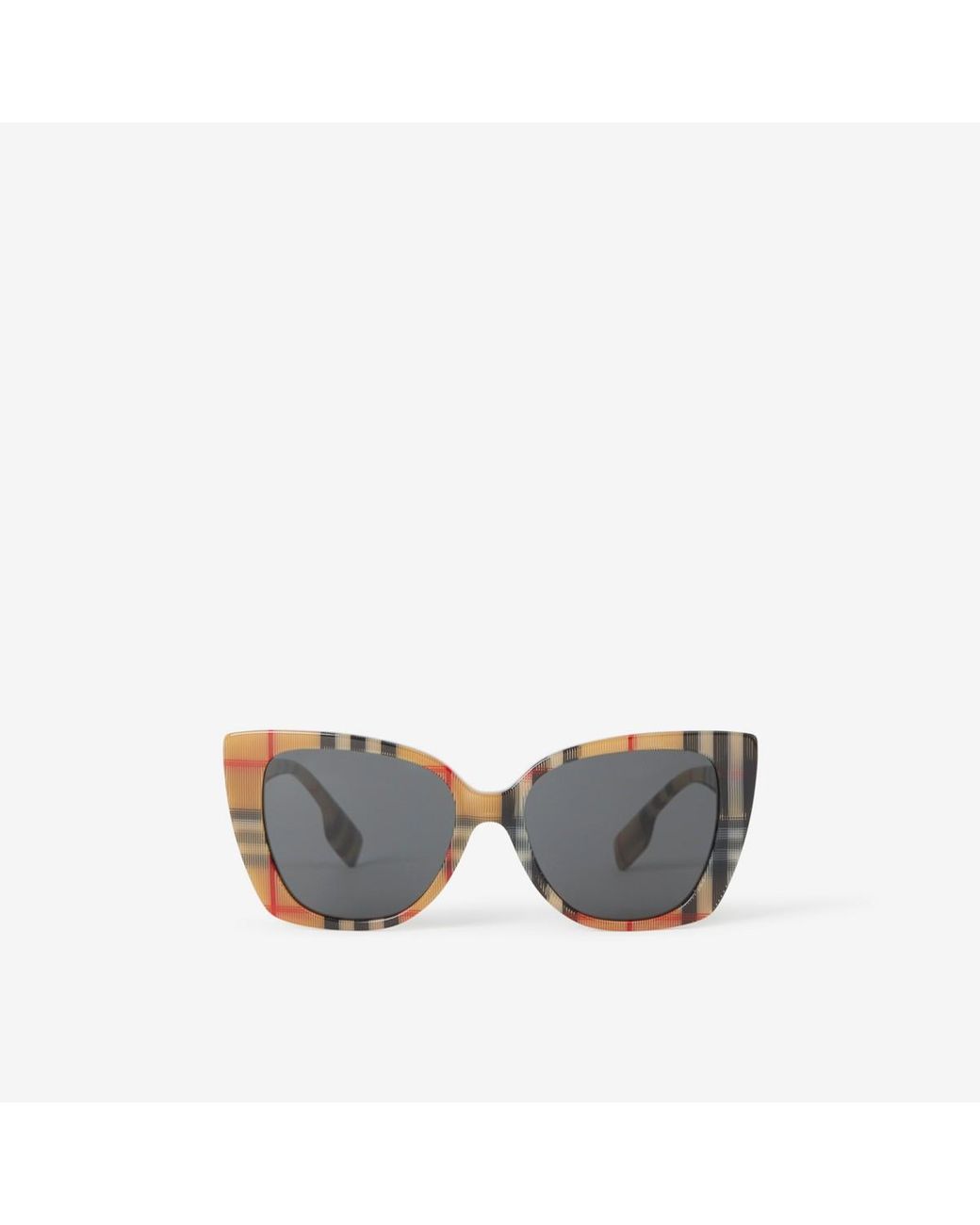 Burberry Check Oversized Cat-eye Frame Sunglasses in Gray | Lyst