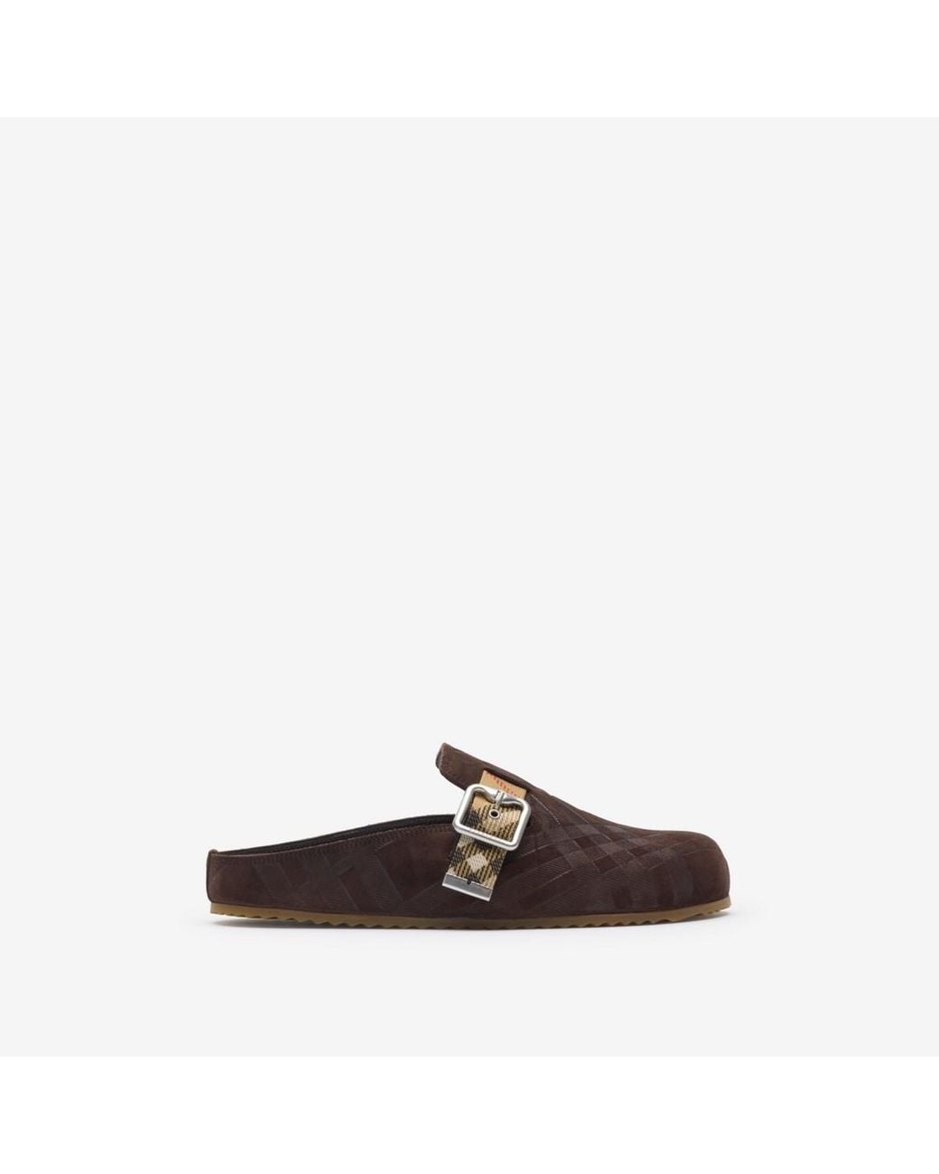 Burberry Brown Check Suede Urchin Clogs
