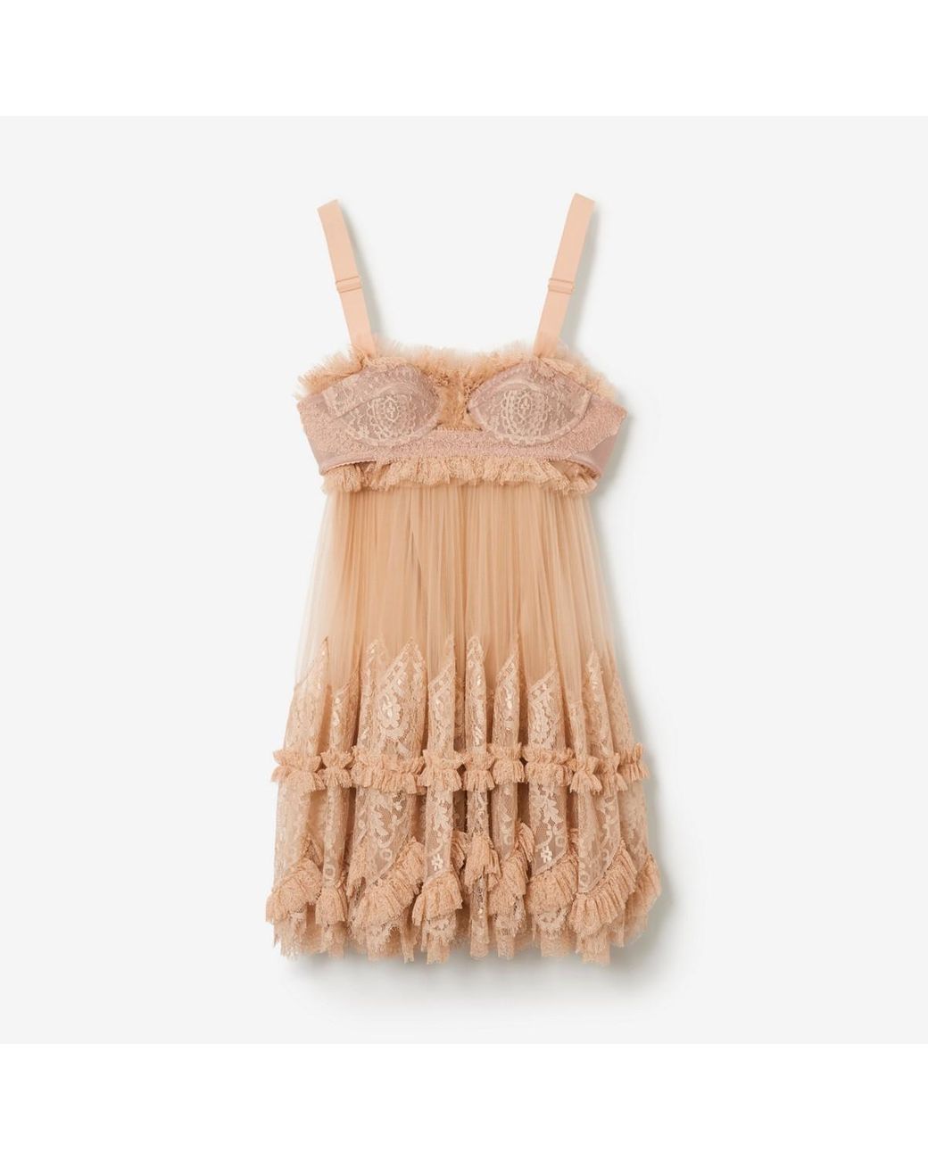 Burberry Tulle And Lace Baby Doll Dress in Natural Lyst