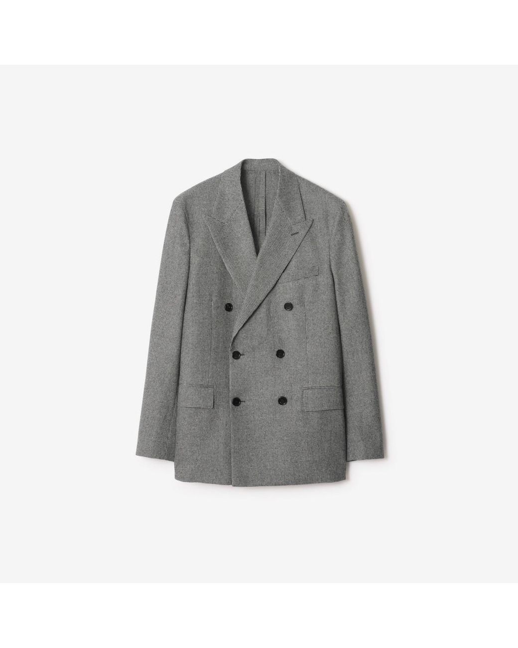Burberry Gray Puppytooth Check Wool Tailored Jacket for men