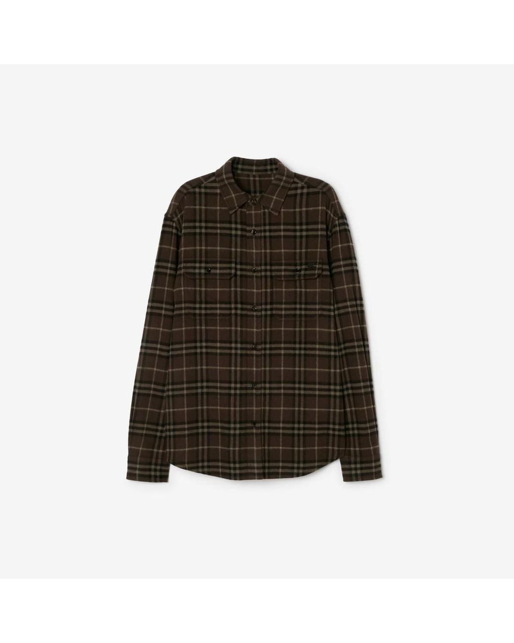 Burberry Green Check Wool Flannel Overshirt for men