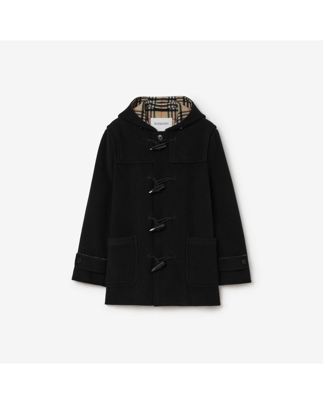 Burberry Black Short Wool Harrogate Duffle Coat for men