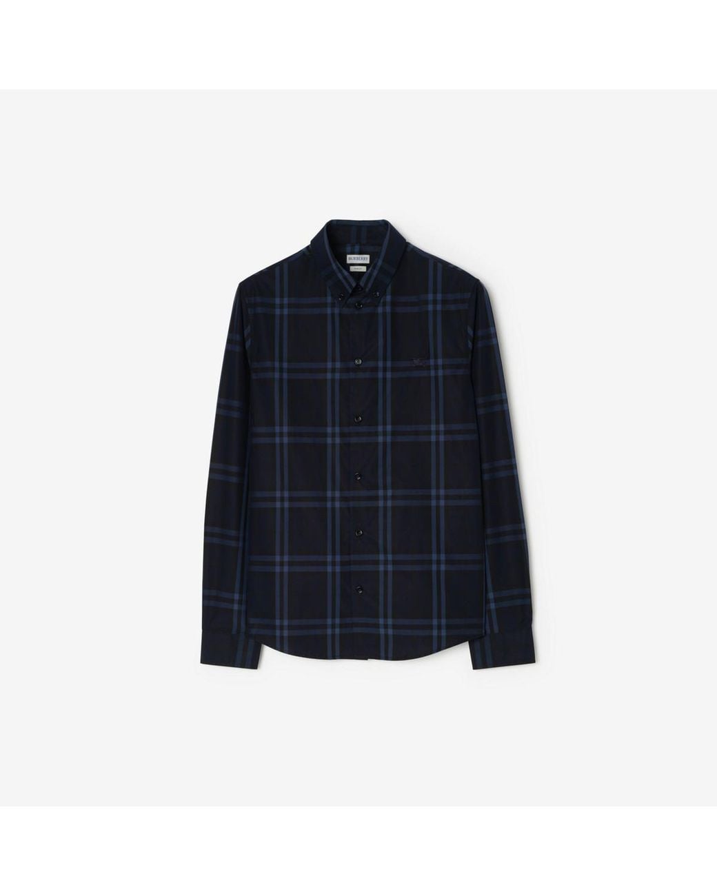 Burberry Blue Check Cotton Poplin Shirt for men