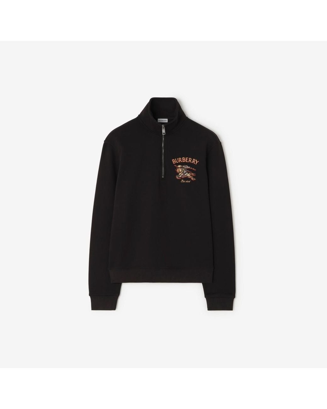 Burberry Black Knight Check Cotton Half-Zip Sweatshirt for men