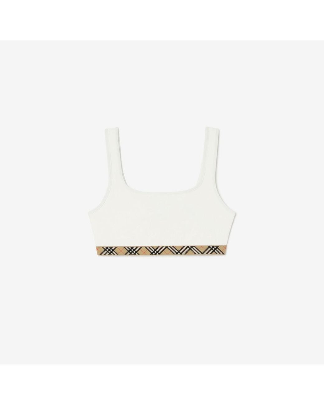 Burberry White Check Trim Bikini Top