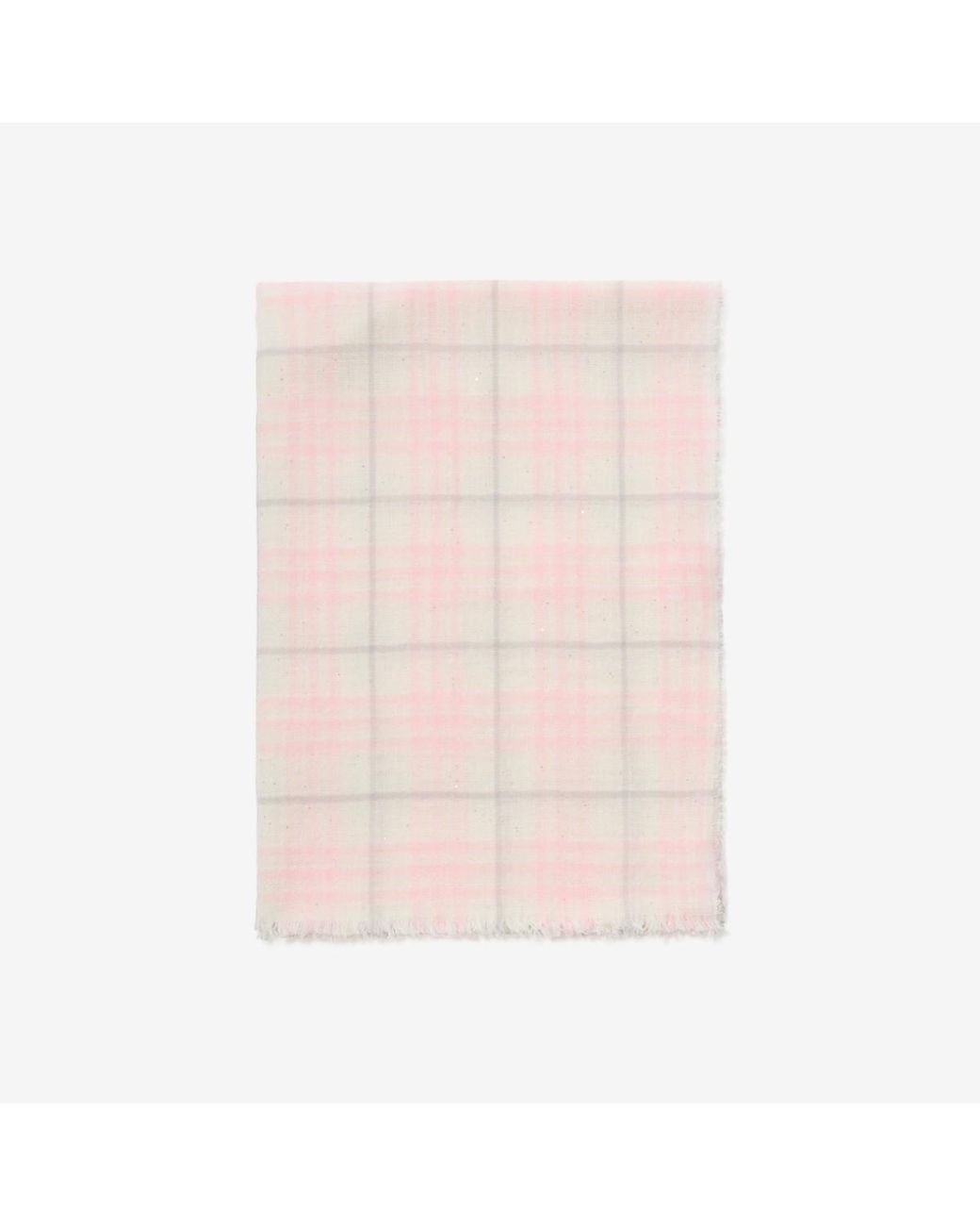Burberry Pink Wide Embellished Check Wool Silk Blend Scarf