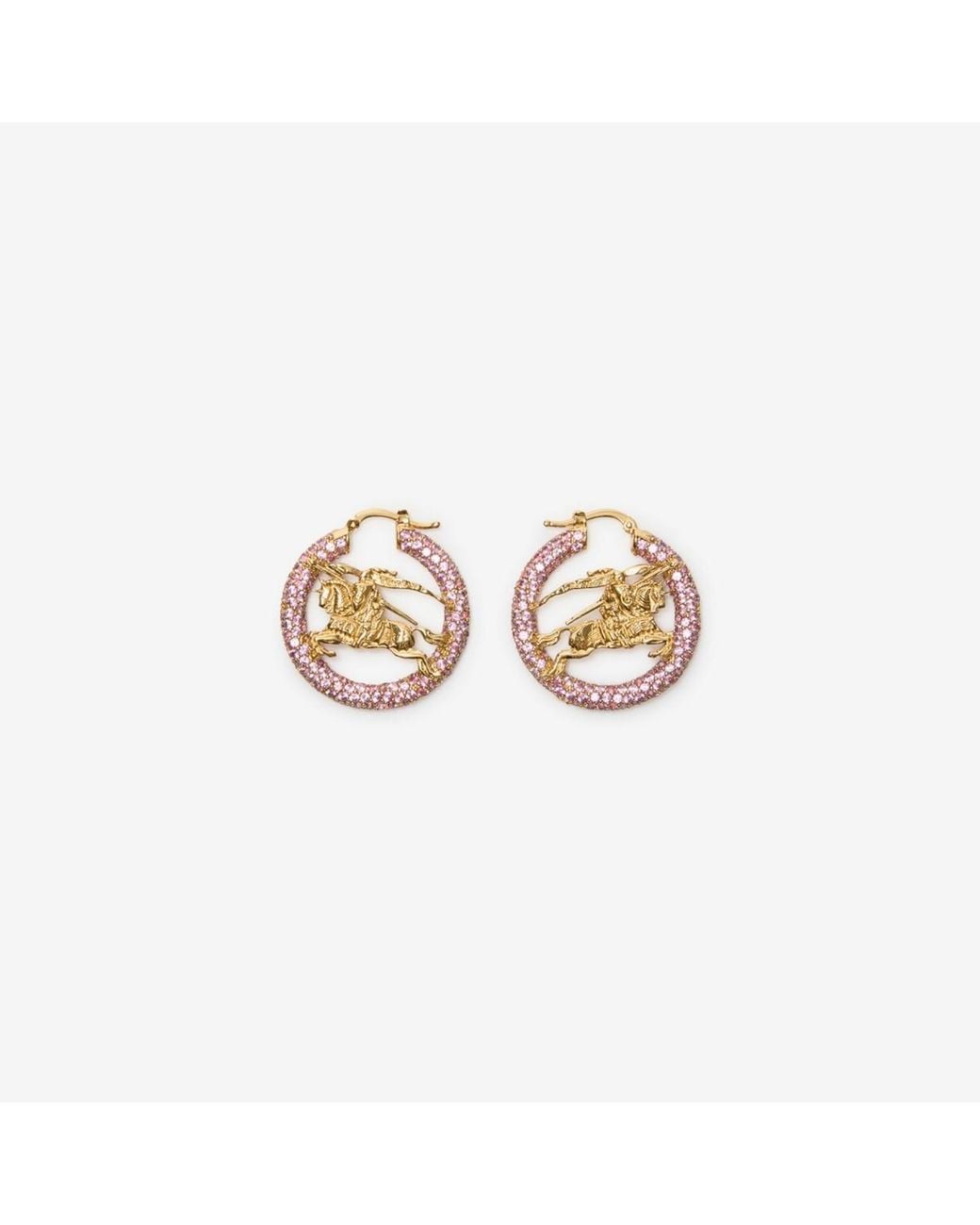 Burberry White Knight Pavé Hoop Earrings