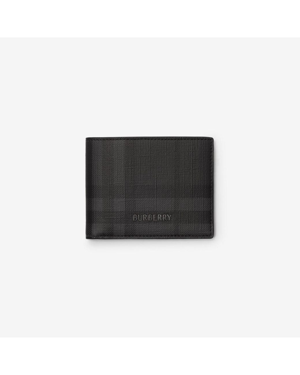 Burberry Black City Check Slim Bifold Wallet for men