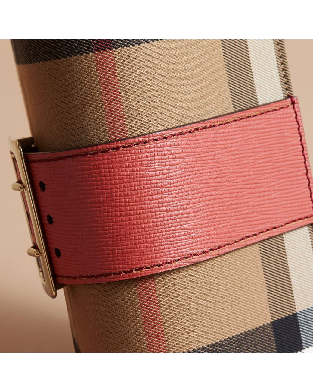 Burberry The Small Buckle Bag In House Check And Leather Cinnamon Red Lyst UK