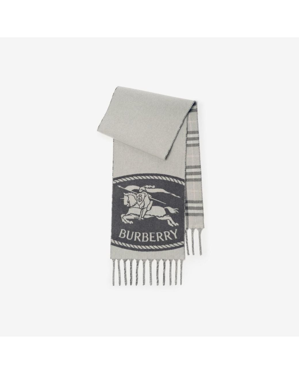 Burberry Gray Reversible Knight Stamp Scarf