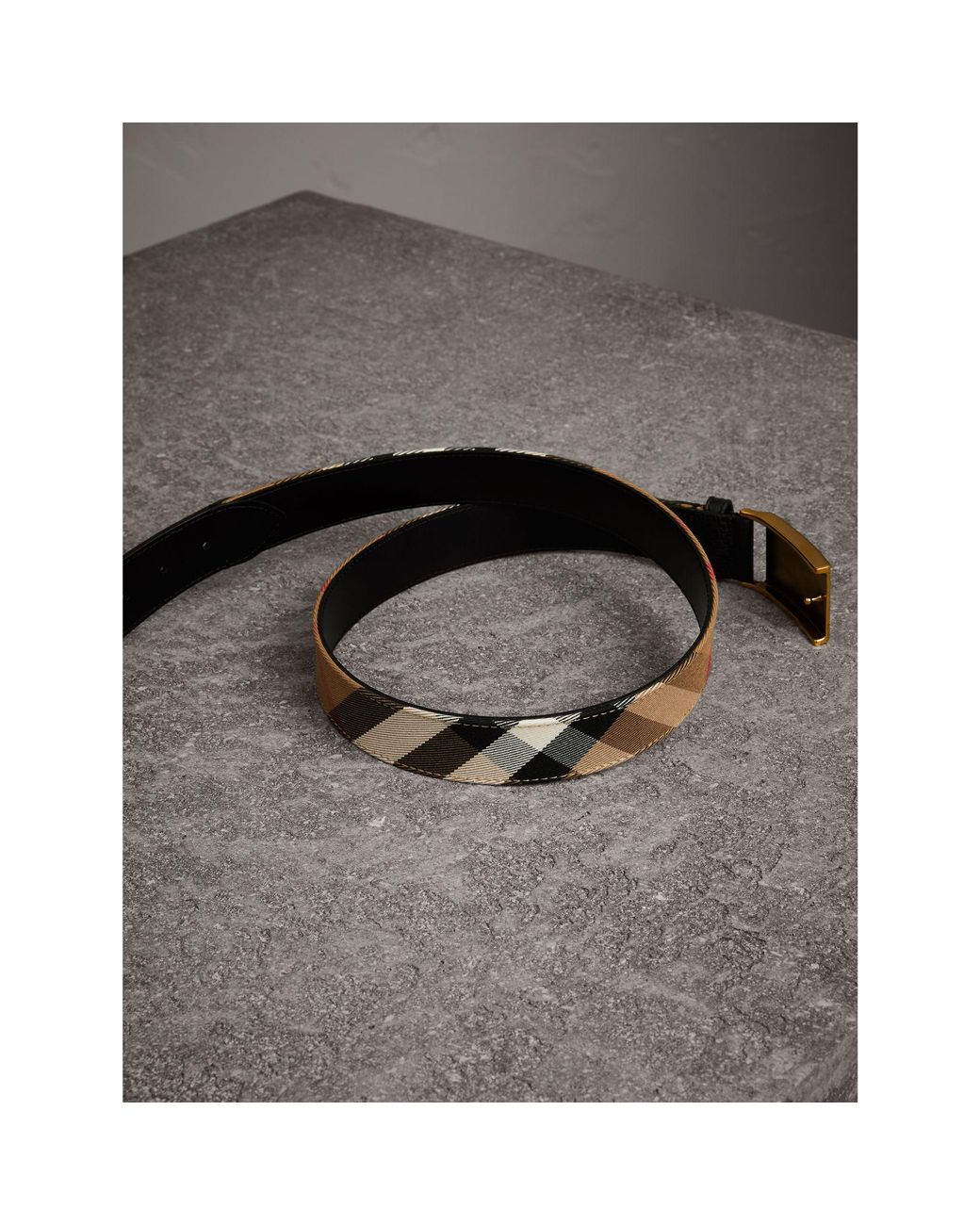 Burberry Plaque Buckle House Check And Leather Belt in Black for Men | Lyst