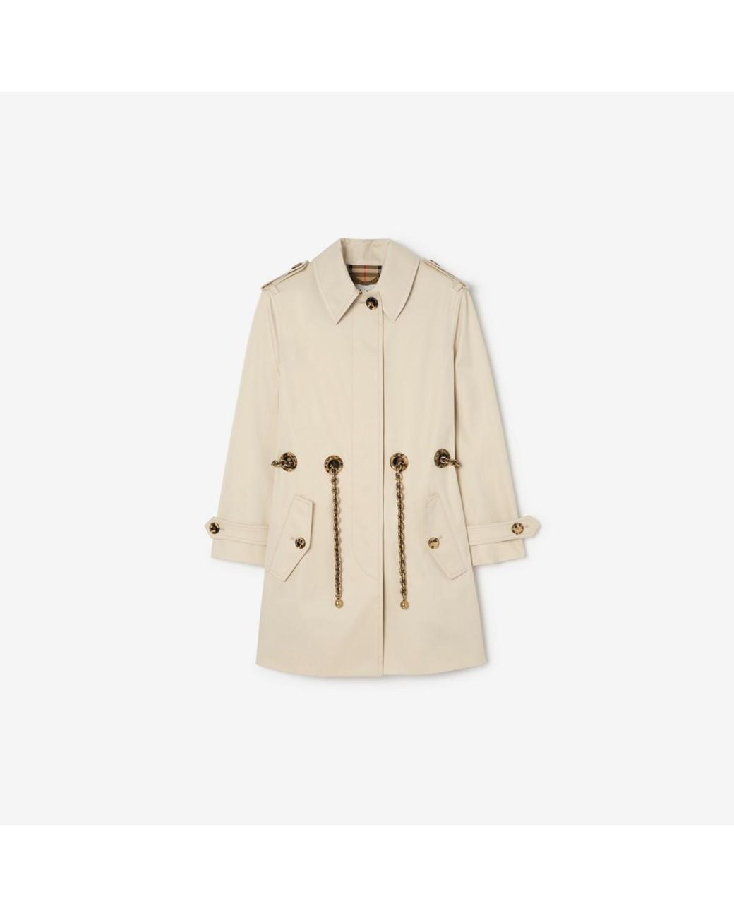 Burberry Natural Short Gabardine Stonehaven Car Coat