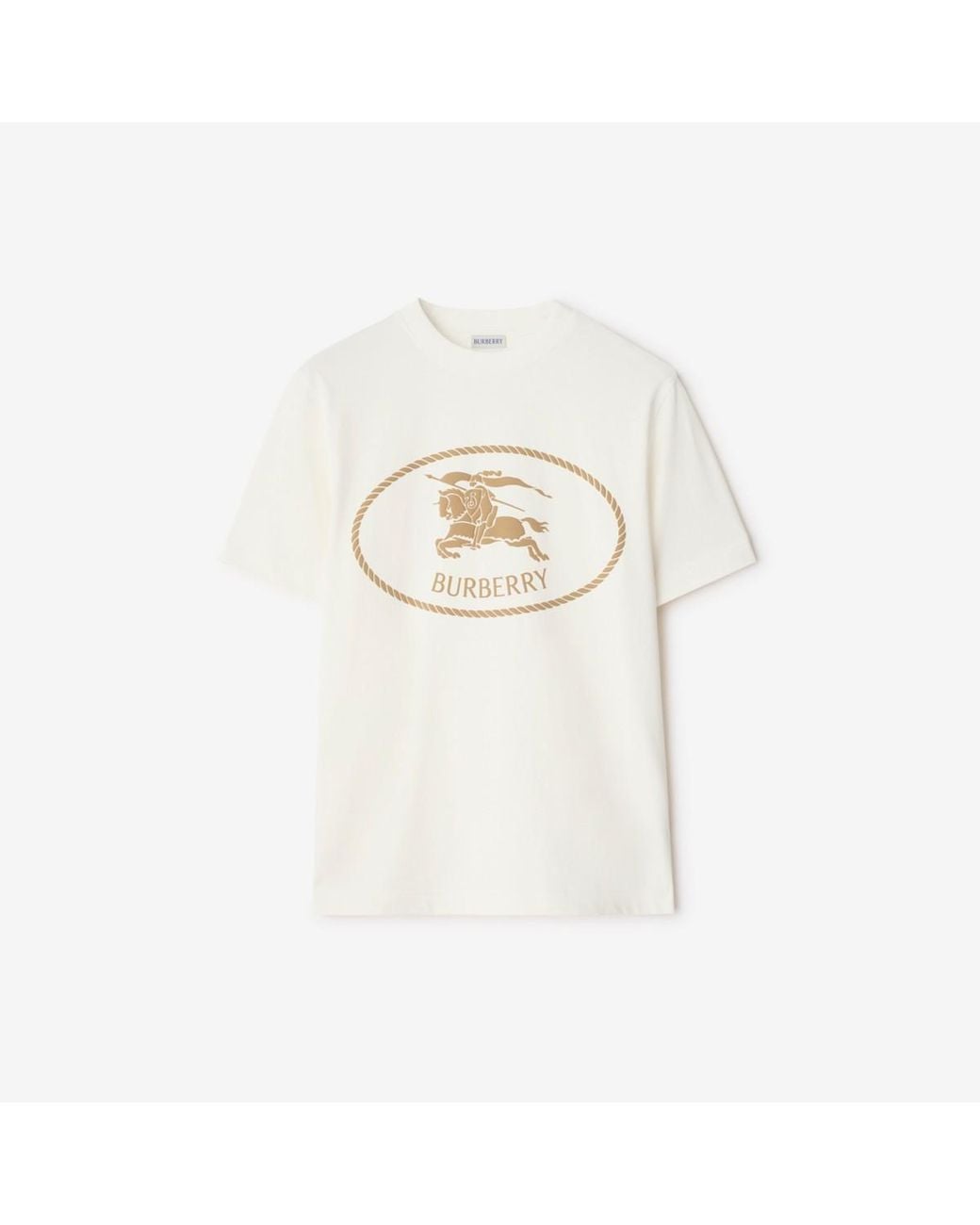 Burberry Natural Knight Stamp Cotton T-Shirt for men