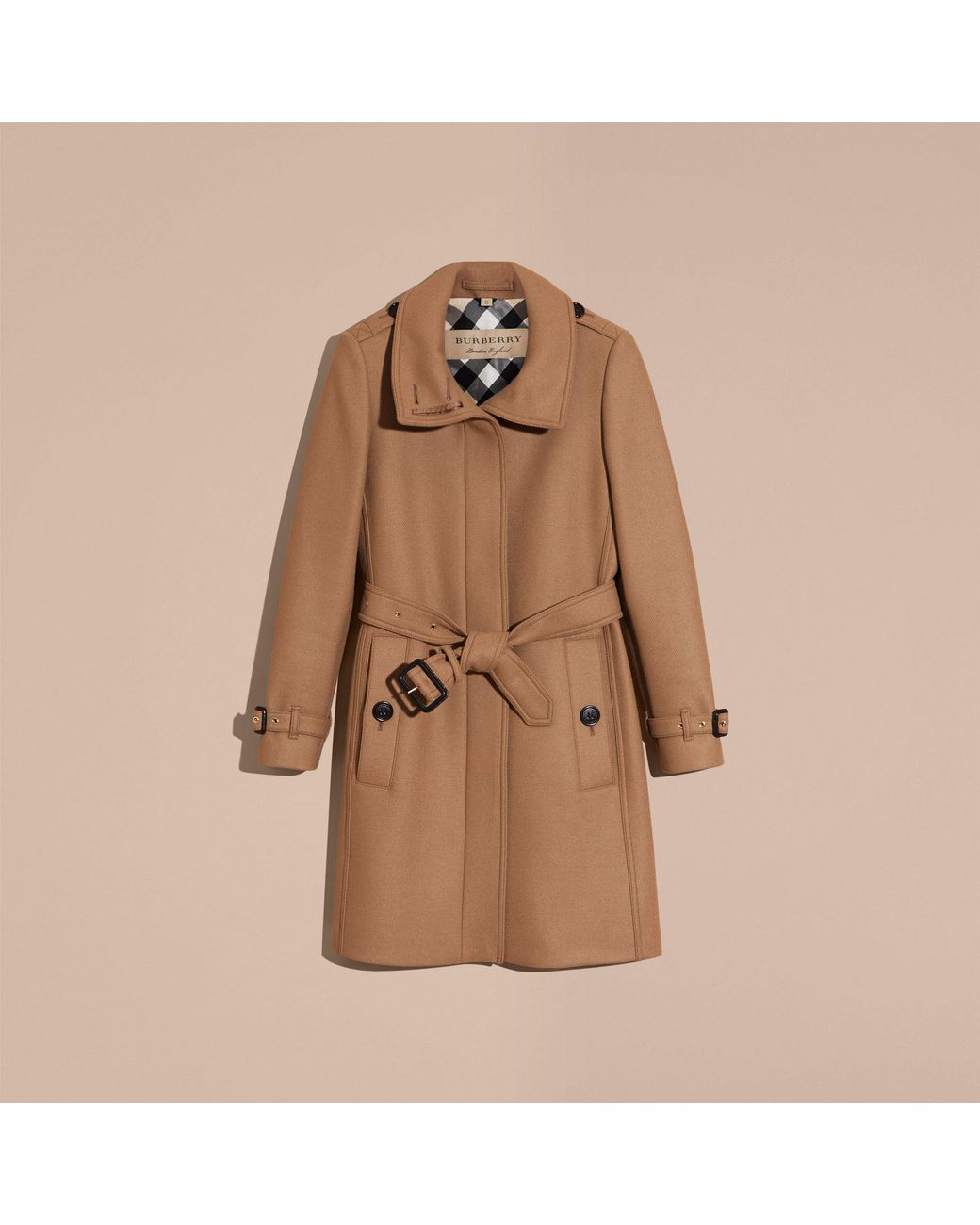 Burberry camel wool coat best sale