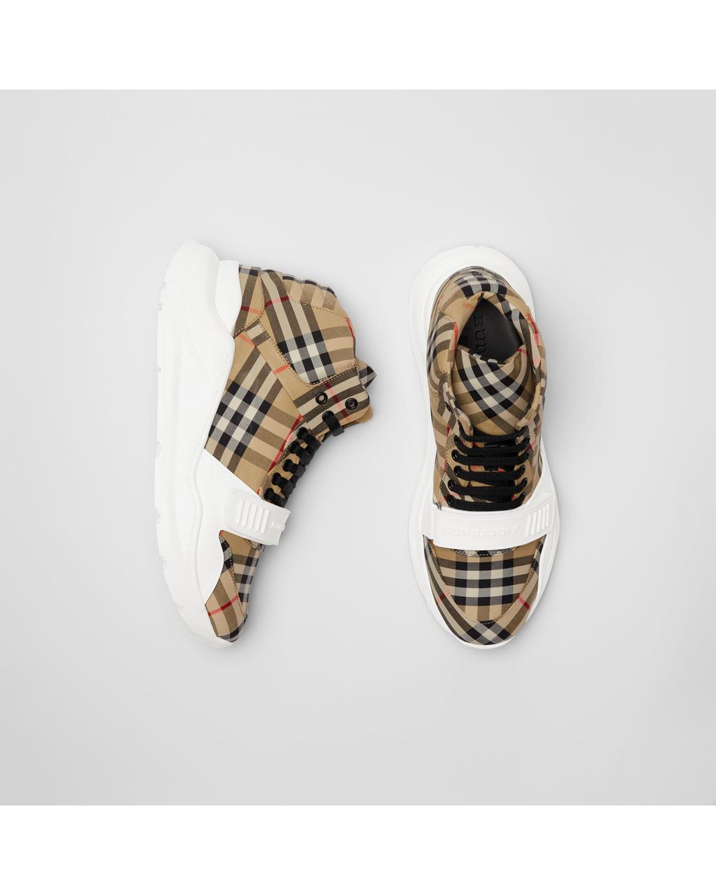 Burberry Vintage Check High-top Sneakers in White for Men | Lyst