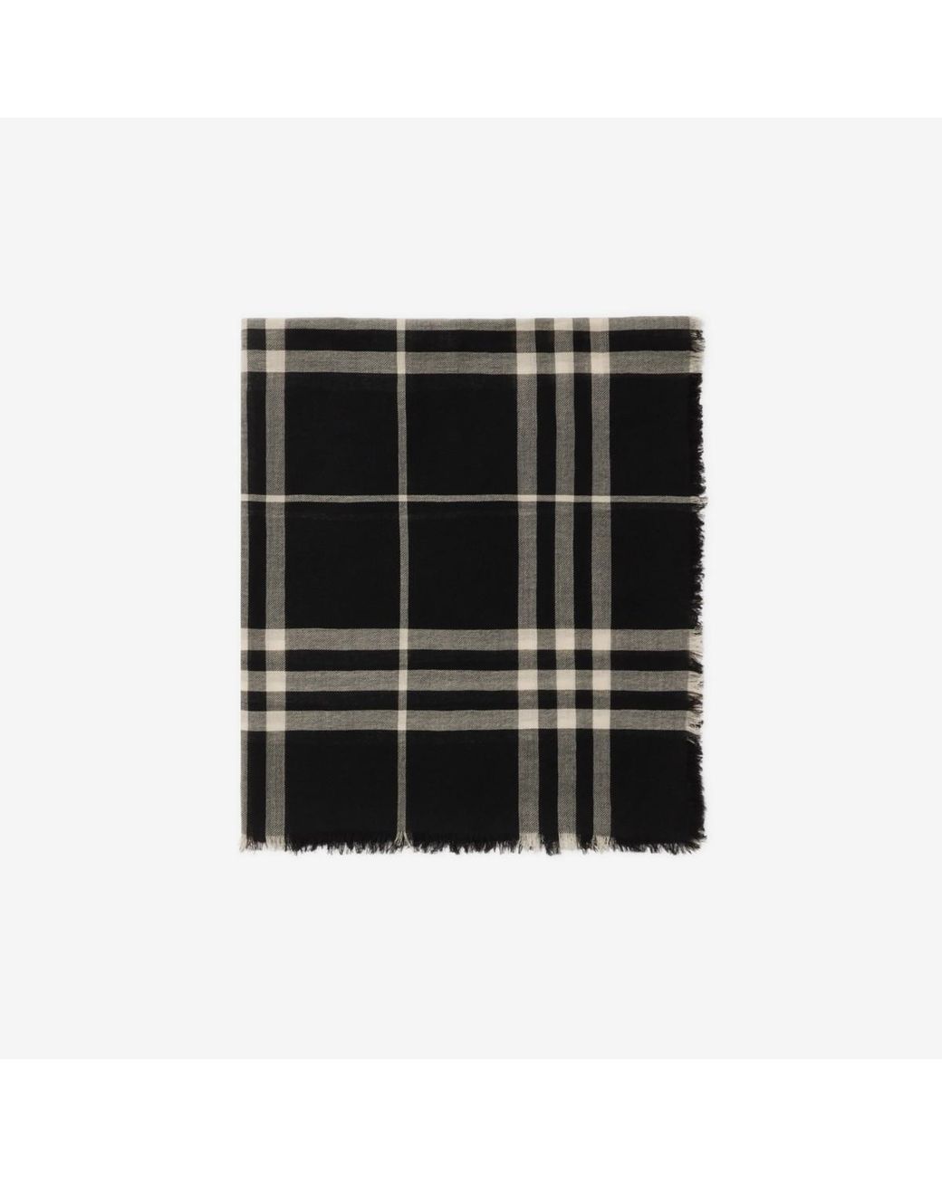 Burberry Black Wide Check Wool Scarf