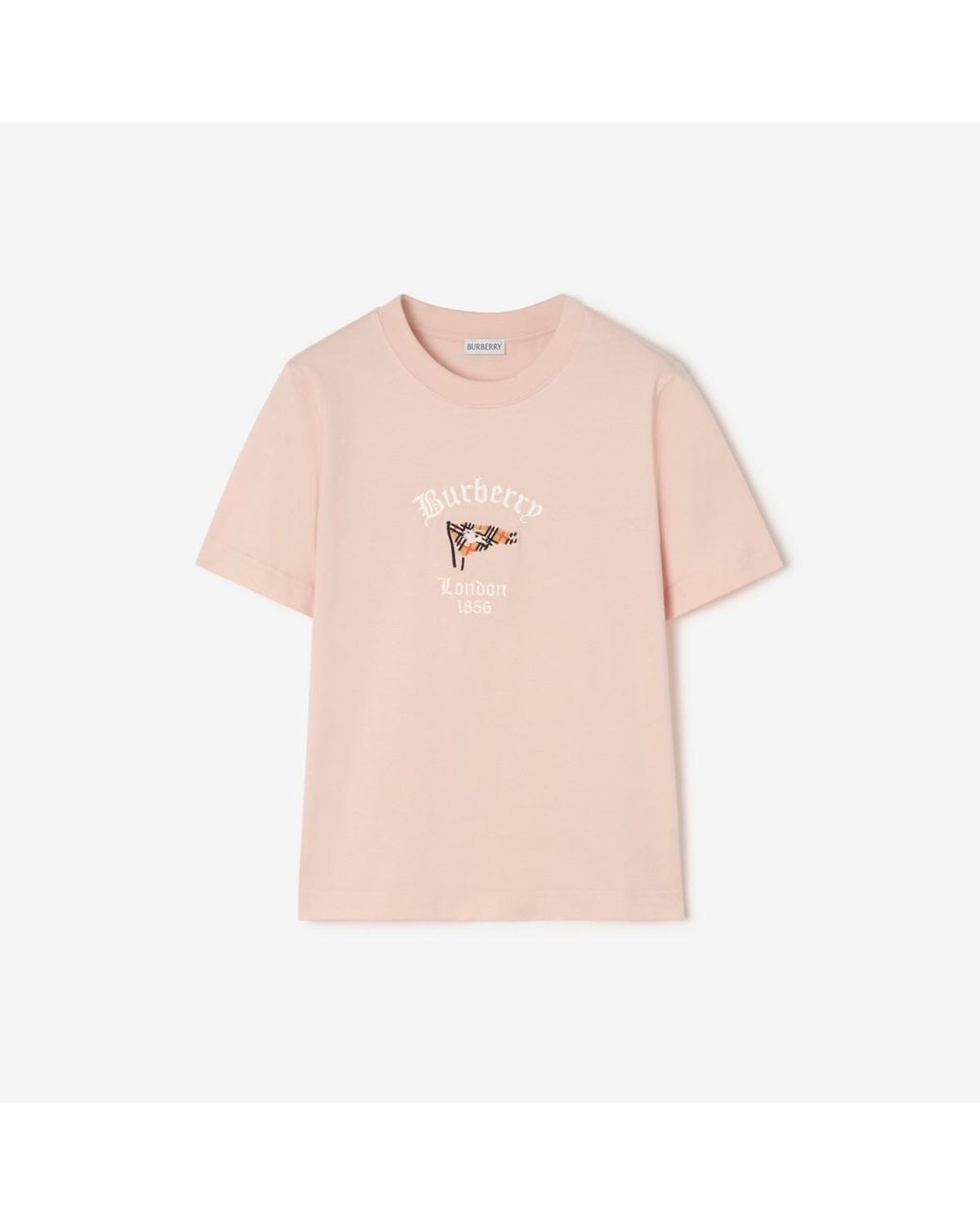 Burberry Pink Check Flag Cotton T-Shirt