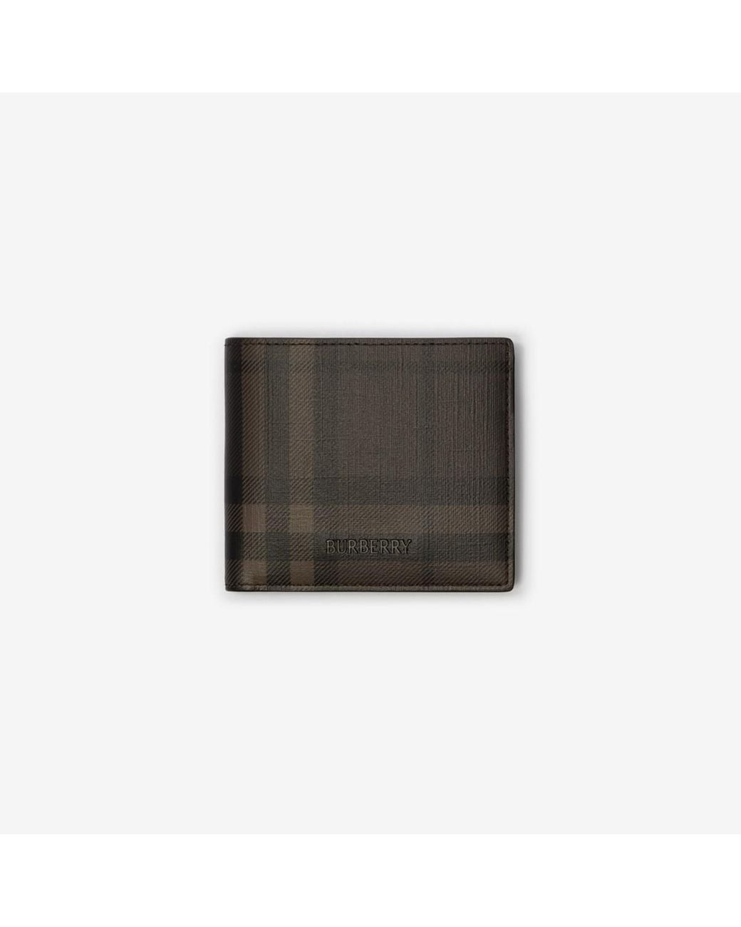 Burberry Black City Check Bifold Coin Wallet for men