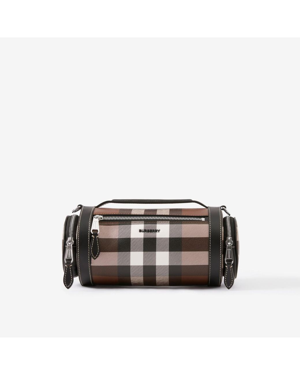 Burberry Check And Leather Sound Bag in Black for Men | Lyst
