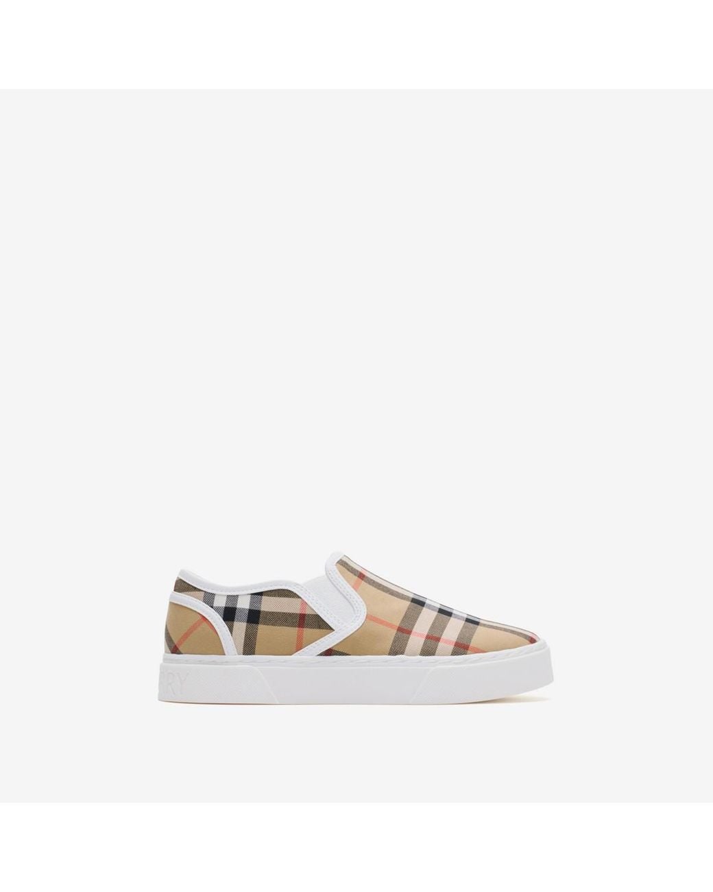 Burberry Multicolor Childrens Check Cotton Slip-On Sneakers