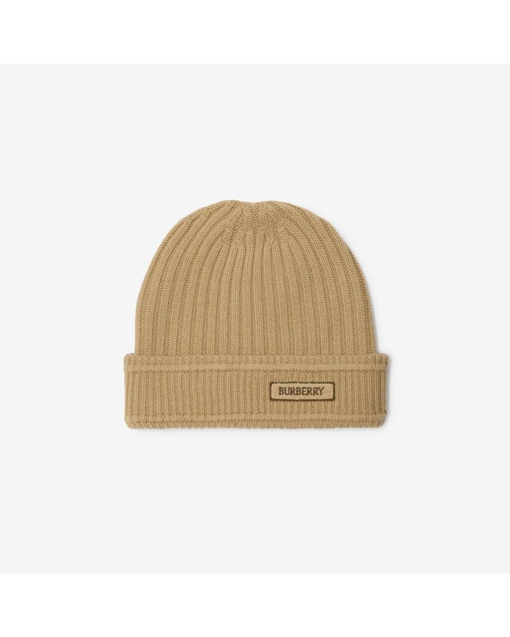 Burberry Logo Wool Beanie in Natural für Herren
