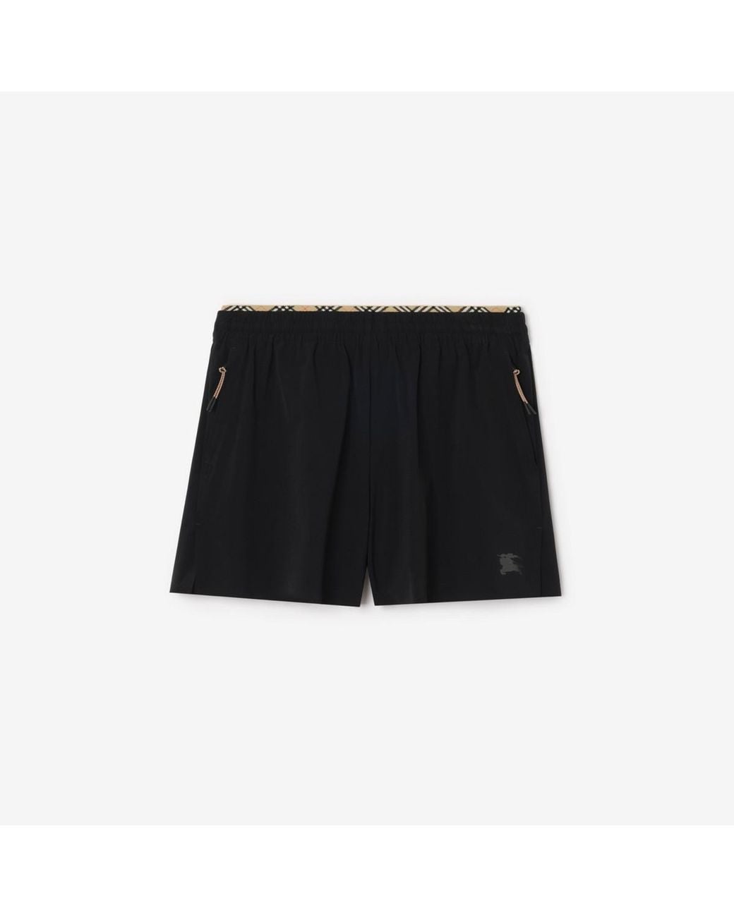 Burberry Black Check Trim Stretch Nylon Shorts for men