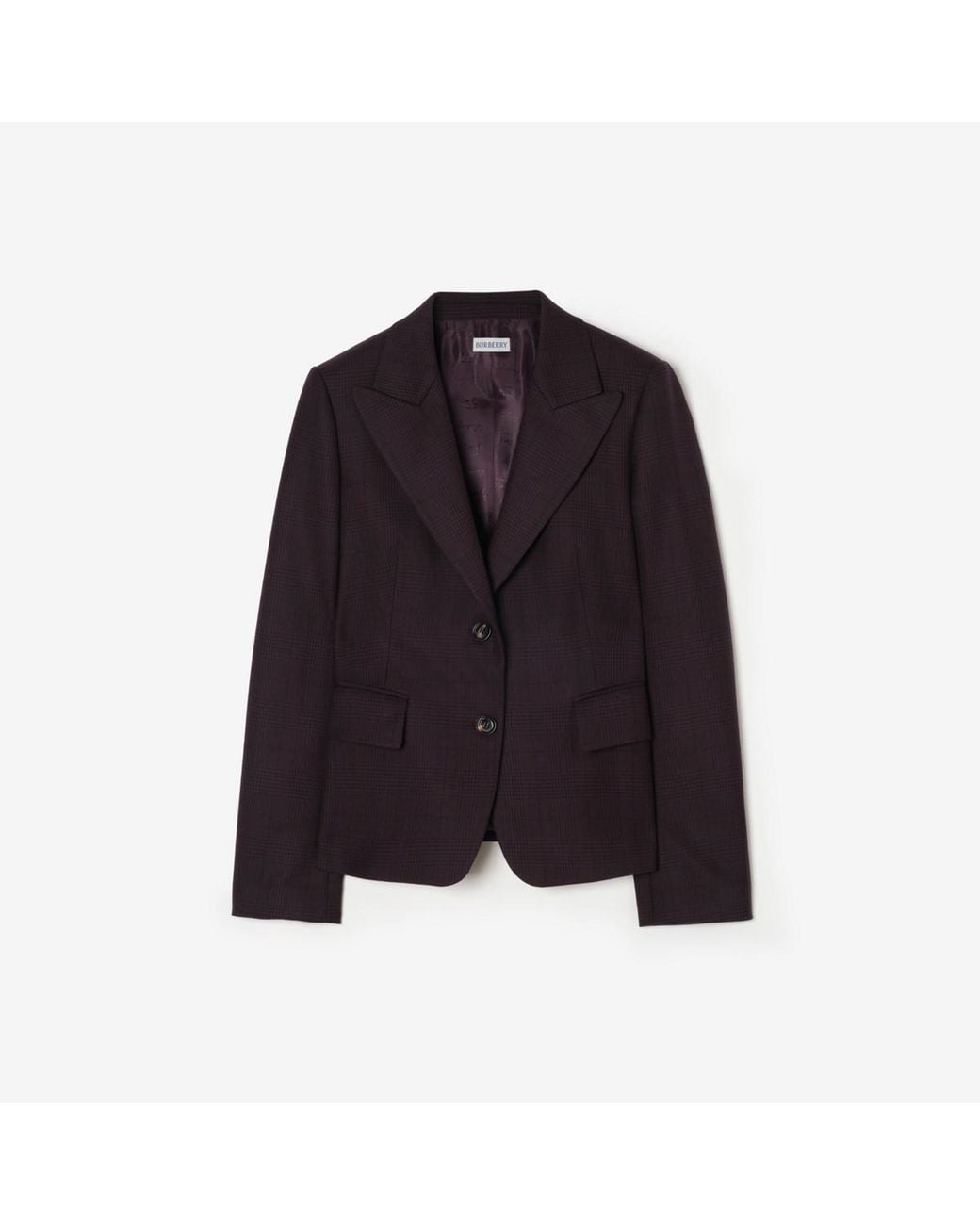 Burberry Blue Check Wool Tailored Jacket