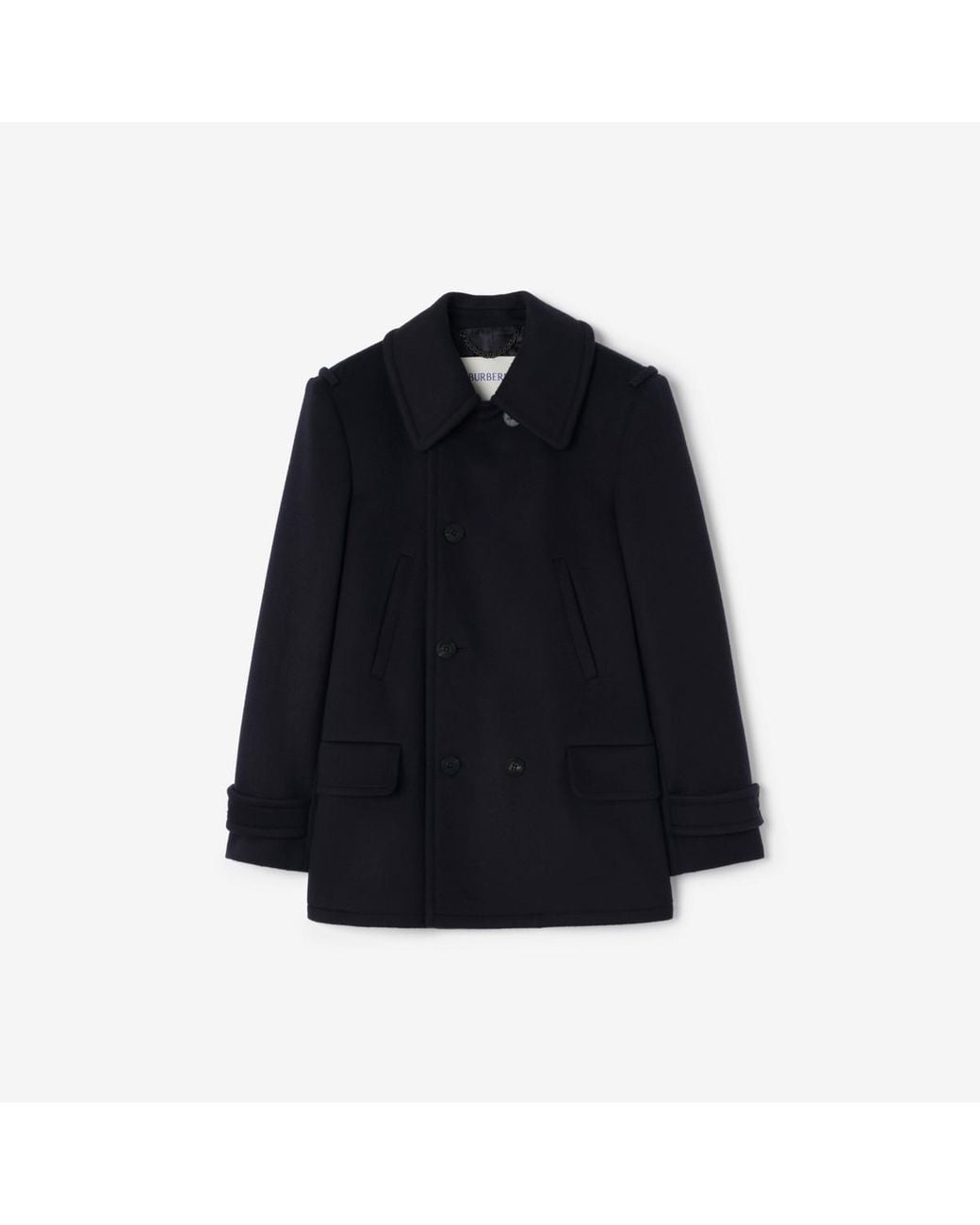 Burberry Black Wool Cashmere Pea Coat for men