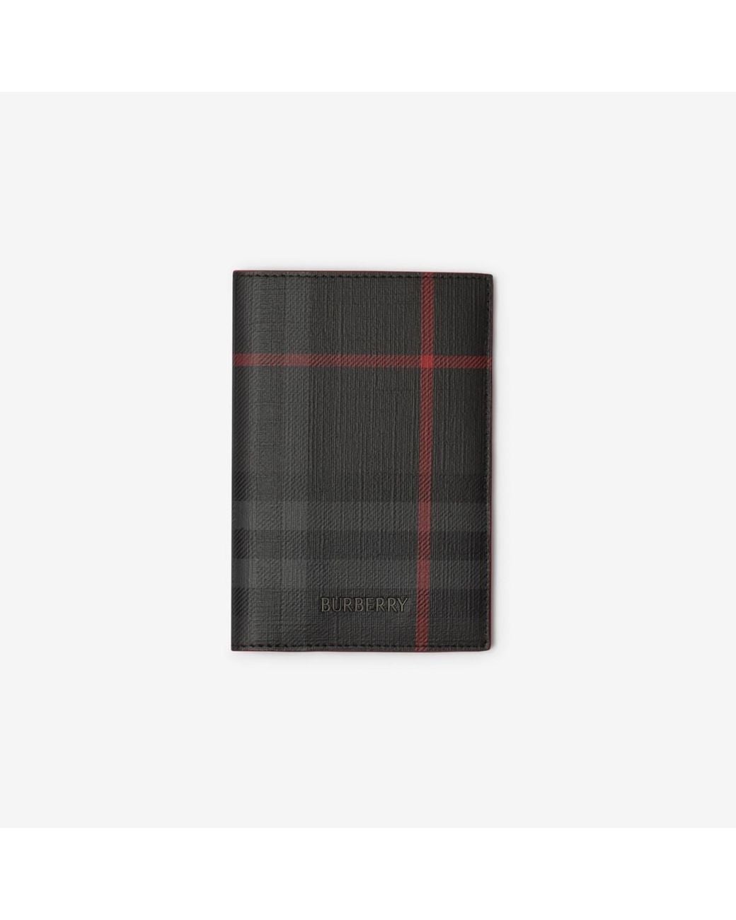 Burberry Black City Check Passport Holder for men