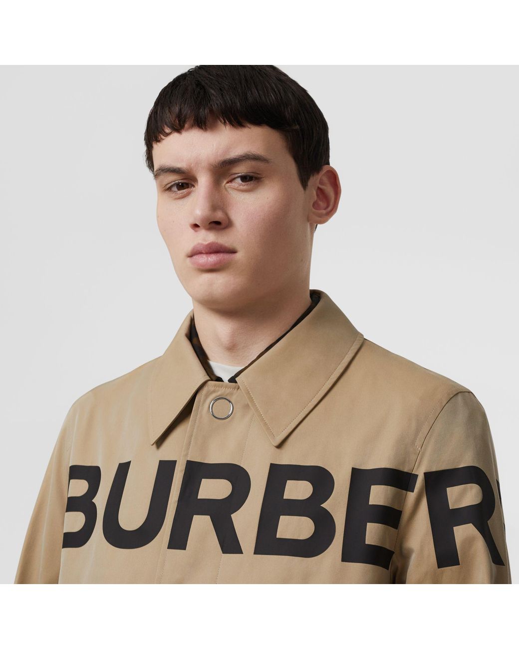 Horseferry print cotton gabardine car shop coat