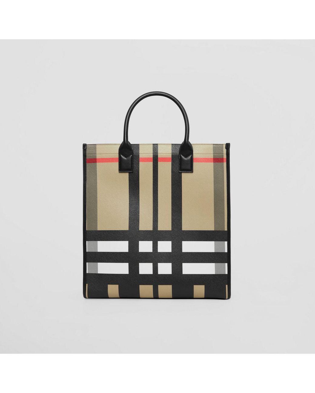 Burberry Sliced Check And Leather Tote in Black for Men | Lyst