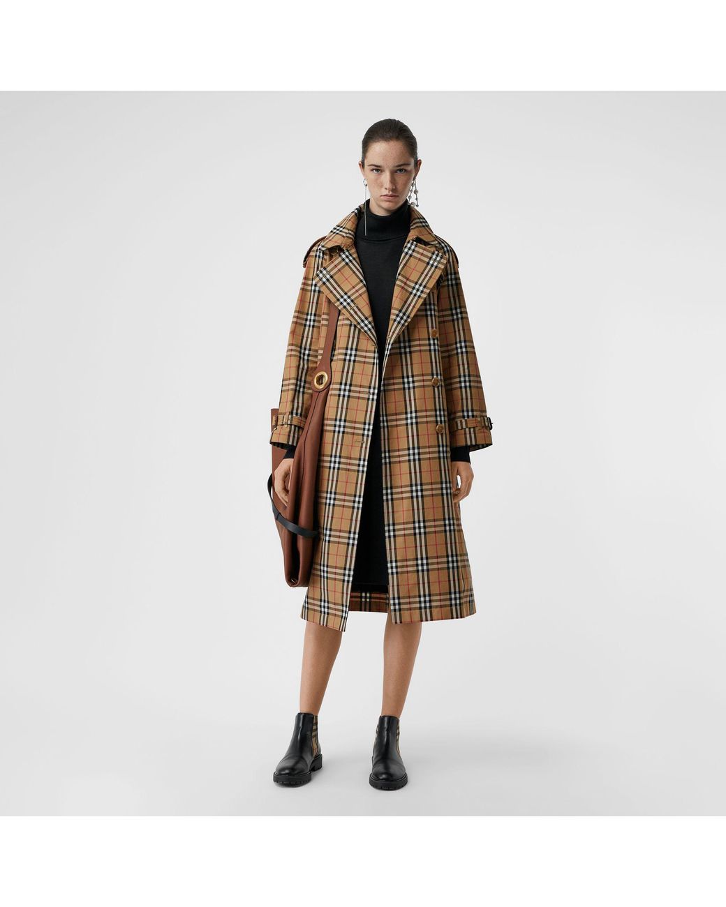 Burberry Vintage Check Cotton Trench Coat | Lyst