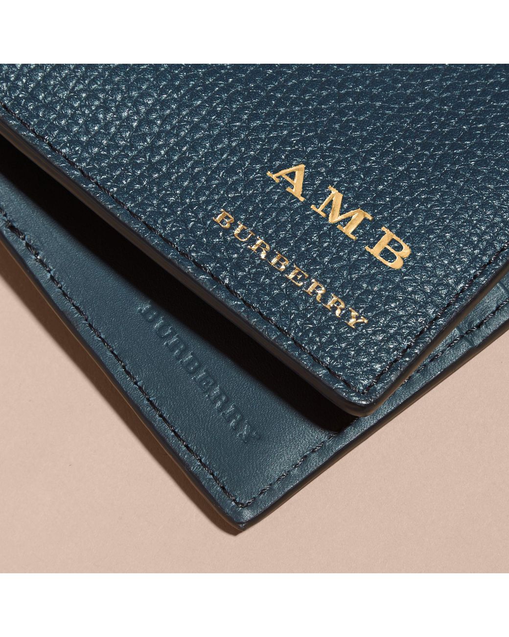 Burberry Tb Bi-fold Leather Wallet - Blue