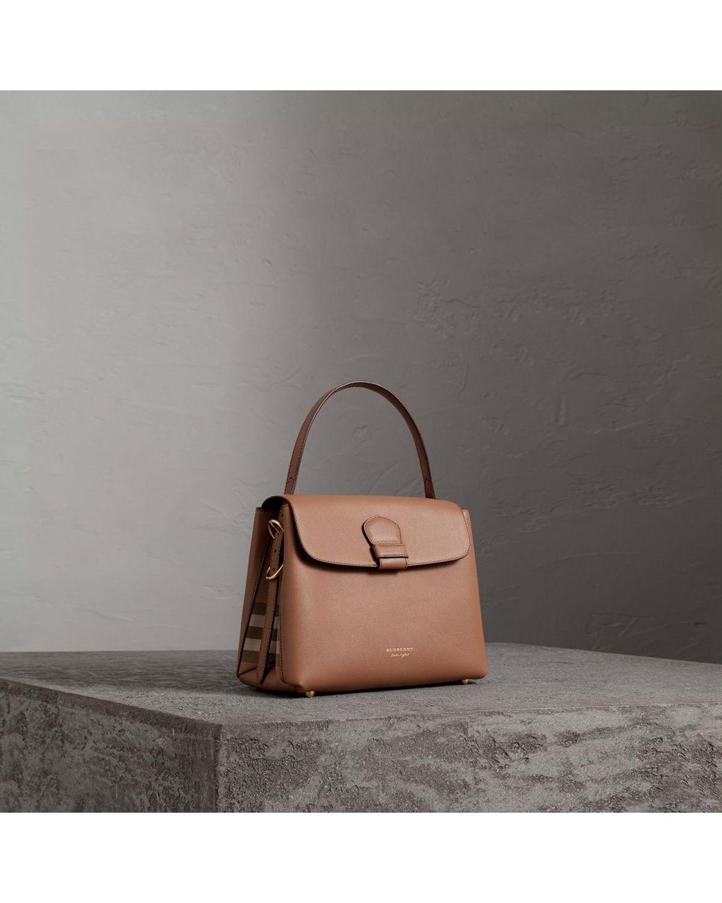 Burberry grainy leather and cheap house check tote bag