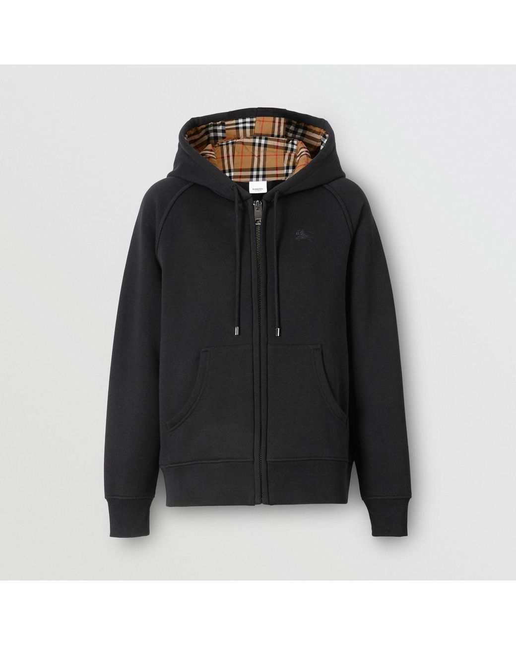 Burberry vintage check detail jersey hooded top Clearance