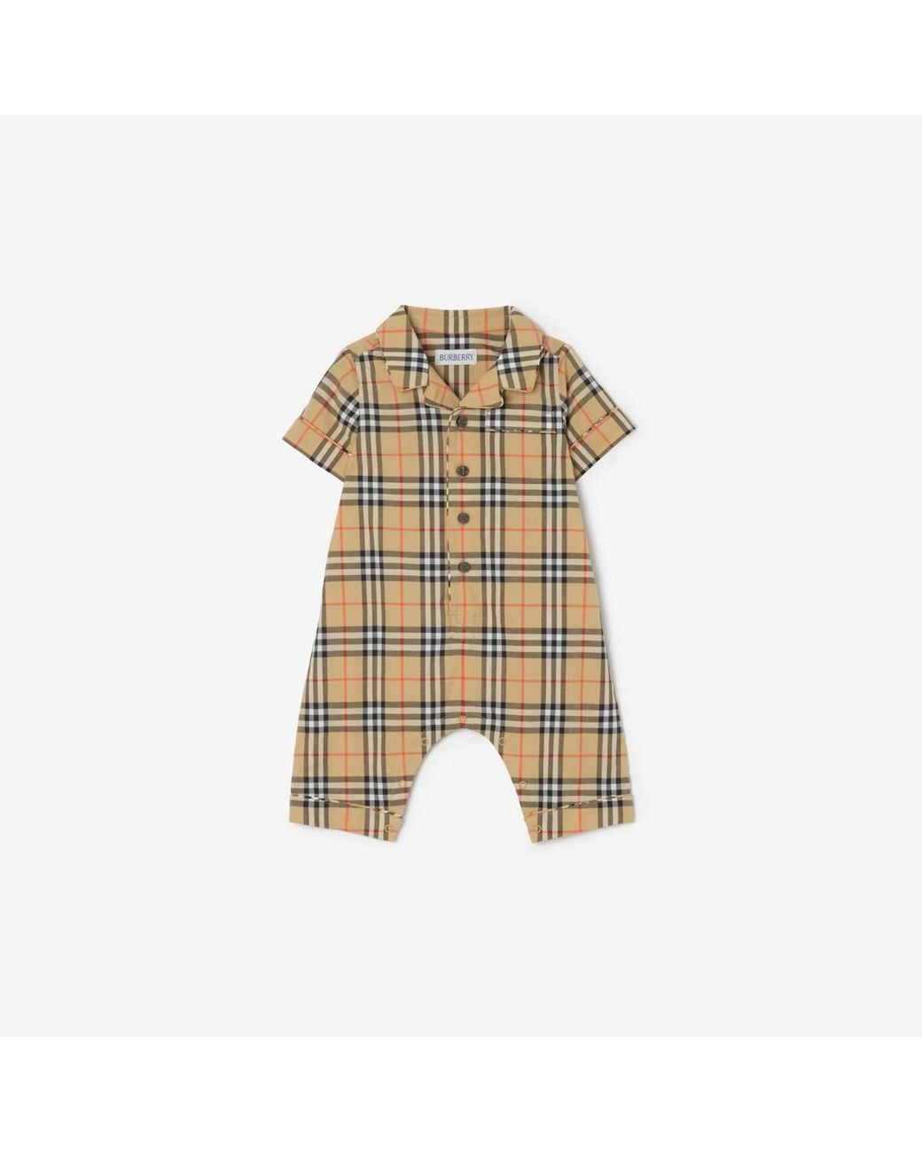 Burberry Natural Childrens Check Cotton Playsuit