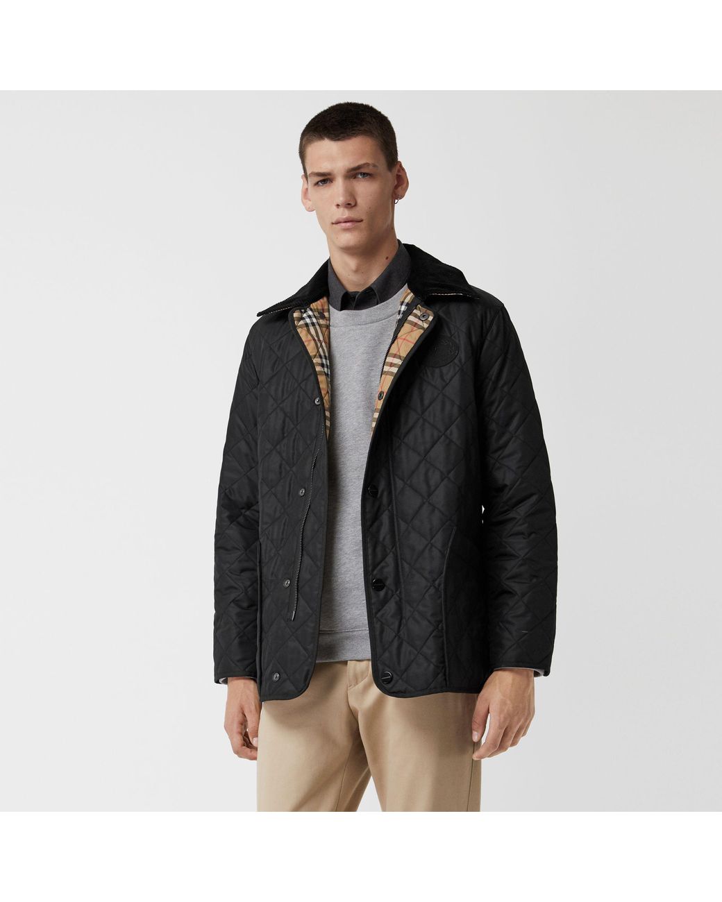 Burberry Diamond Quilted Thermoregulated Barn Jacket in Black for Men |  Lyst UK