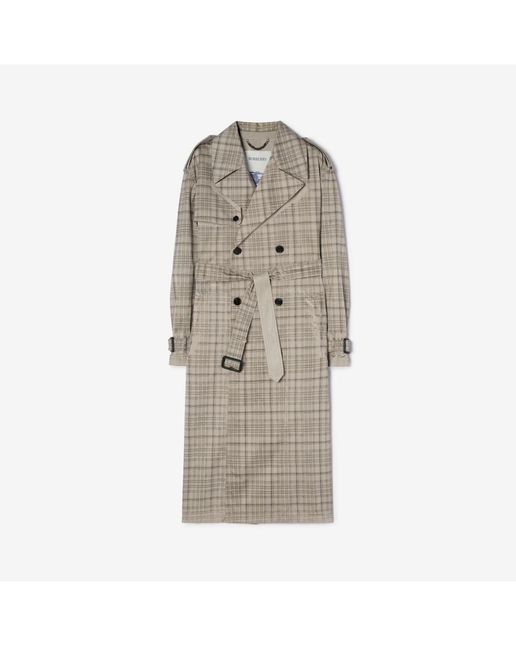 Burberry Natural Long Check Nylon Cotton Hoxton Trench Coat for men