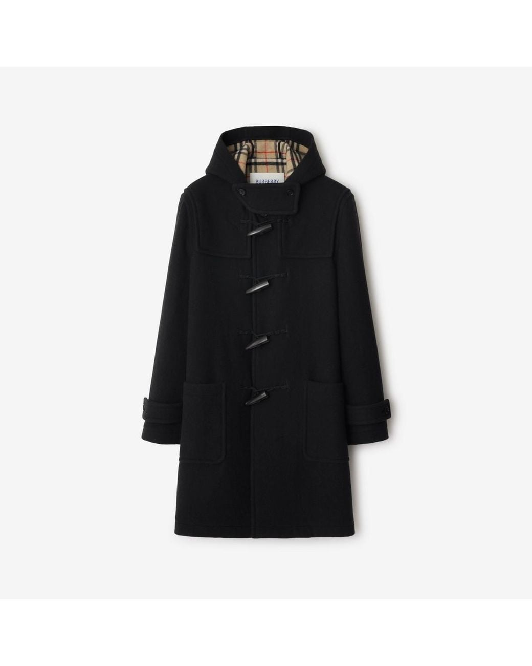 Burberry Black Wool Duffle Coat for men