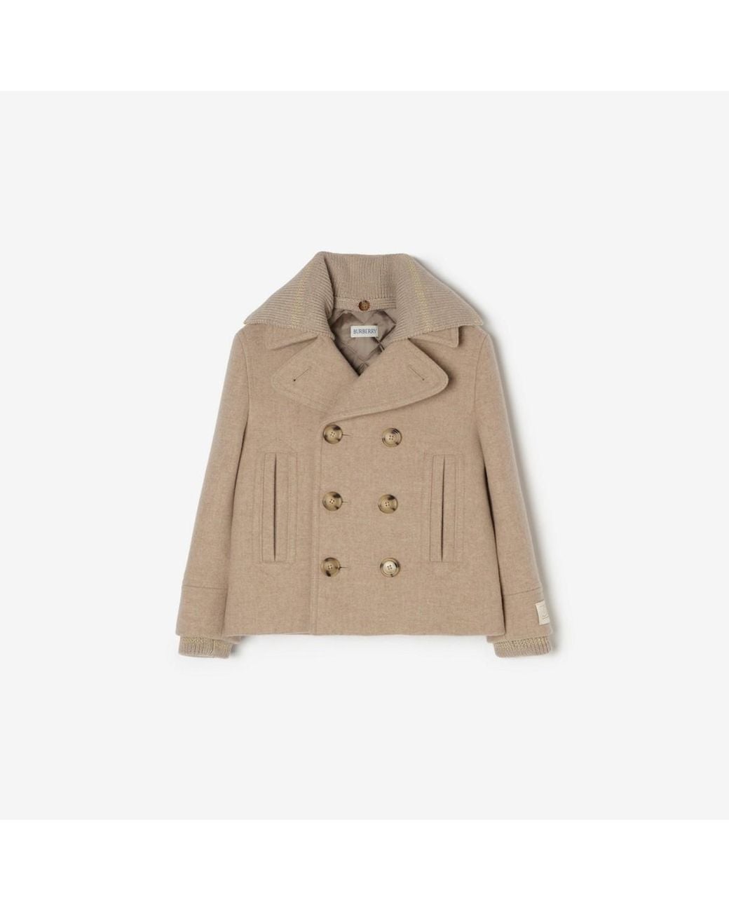 Burberry Natural Childrens Wool Blend Pea Coat